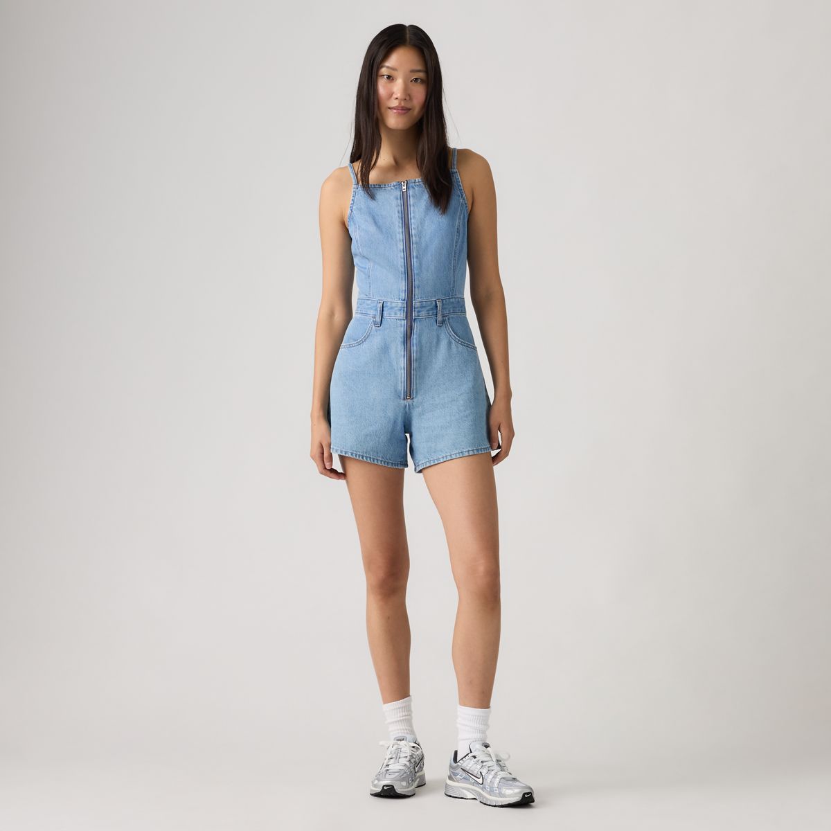 Square Neck Jumpsuit — I Won'T - Light Wash
