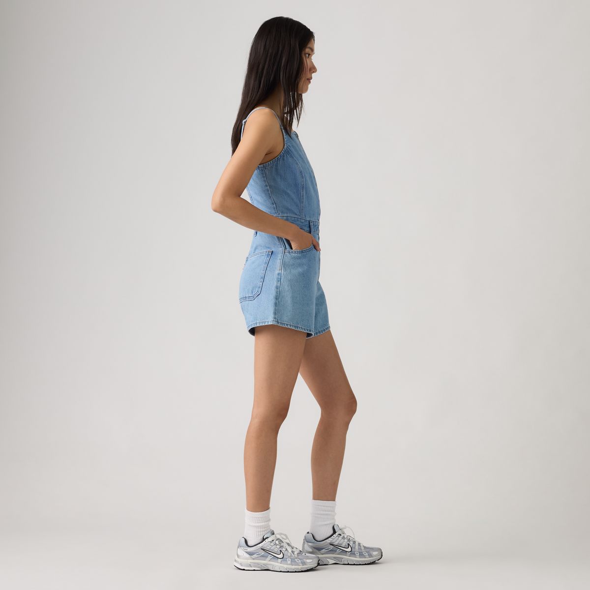 Square Neck Jumpsuit — I Won'T - Light Wash