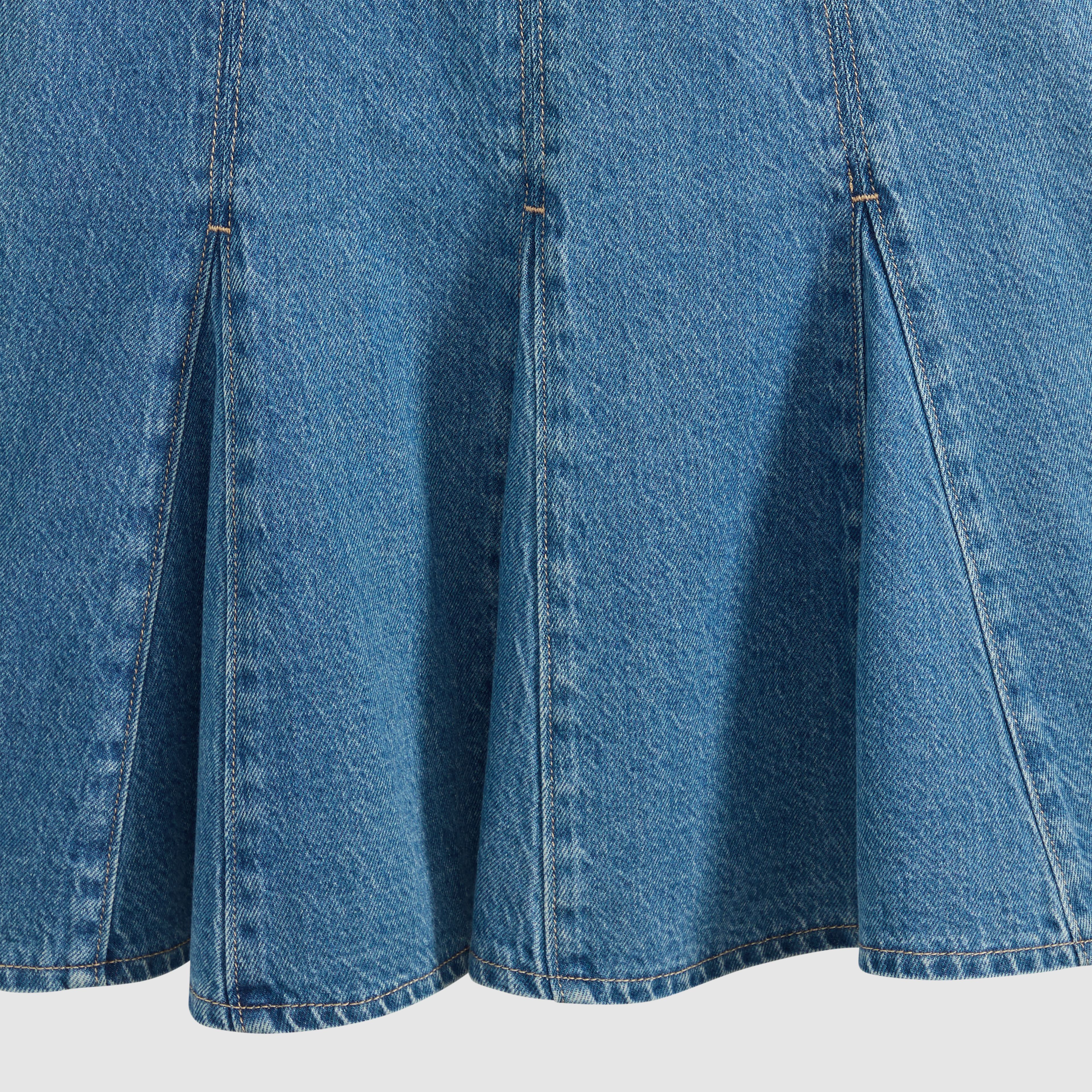 Denim Godet Mini Lightweight Dress