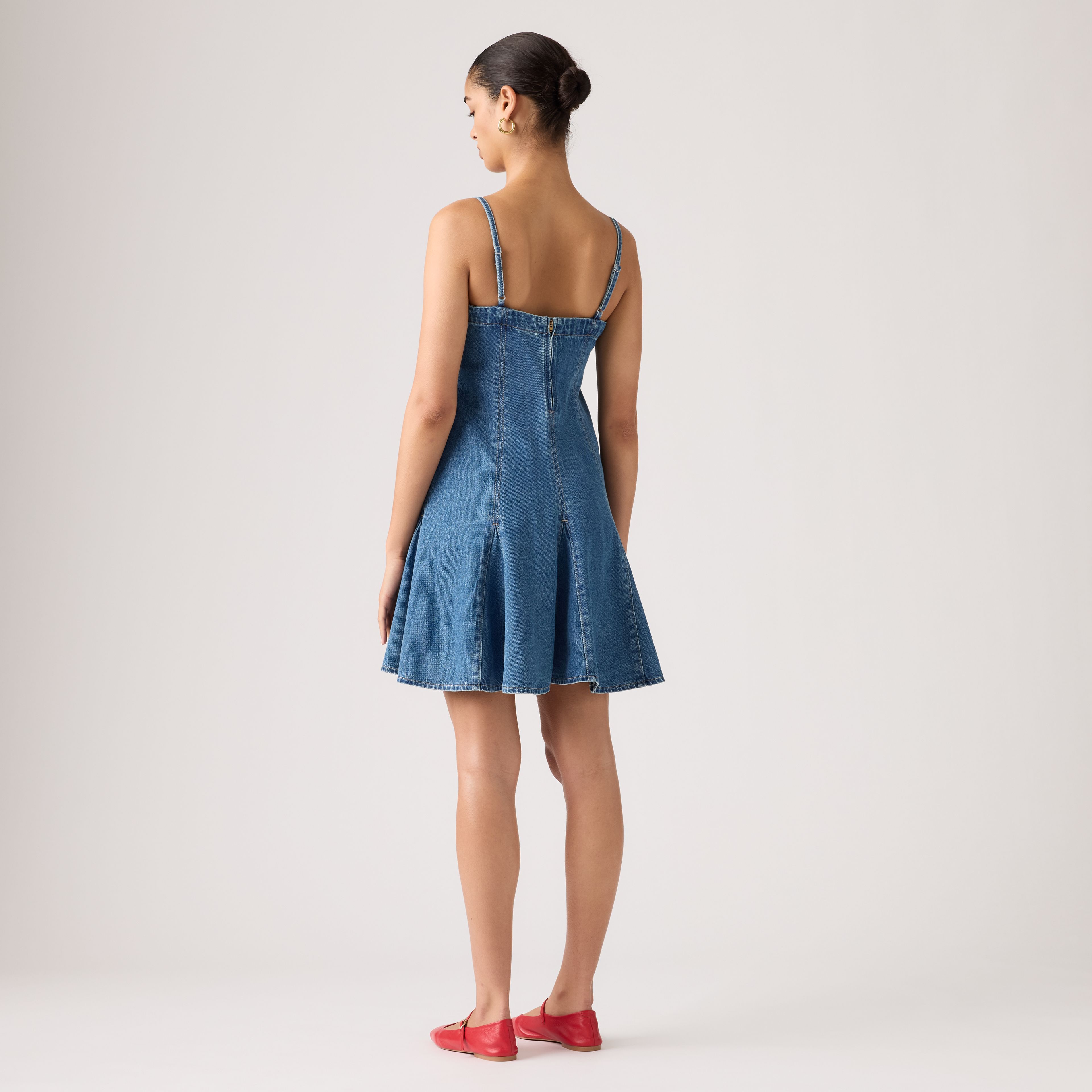 Denim Godet Mini Lightweight Dress