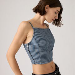 Square Neck Tank — Tiny Windows - Blue 2