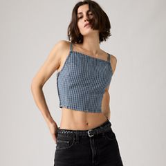 Square Neck Tank — Tiny Windows - Blue 1
