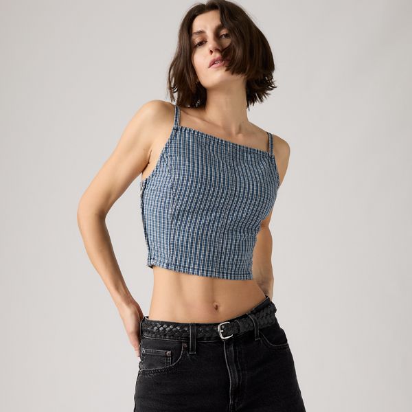 Square Neck Tank — Tiny Windows - Blue