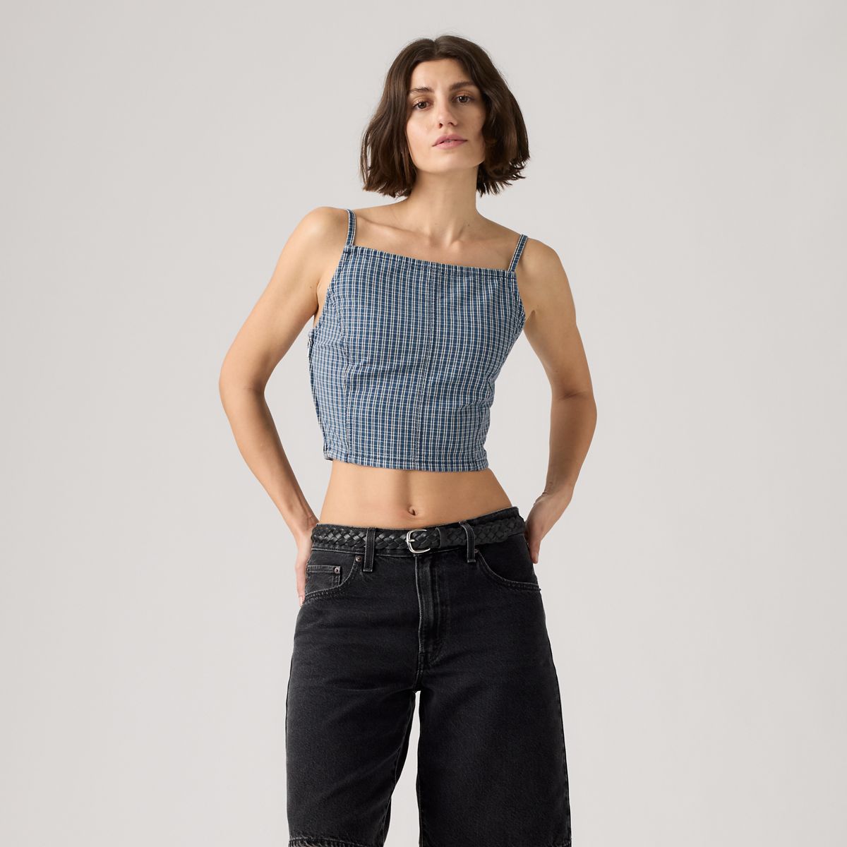 Square Neck Tank — Tiny Windows - Blue