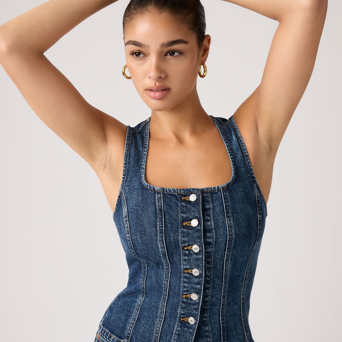 Sculpted Sleeveless Top — As Seen On Tv Top - Dark Wash