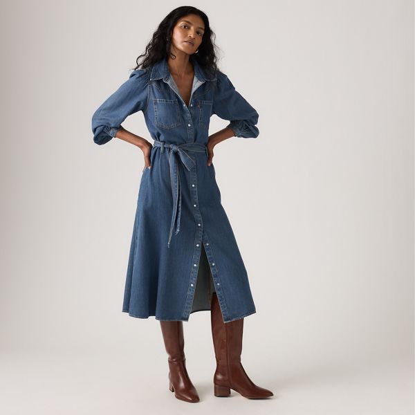Journey Long-Sleeve Maxi Dress — Celestial Blue - Medium Wash