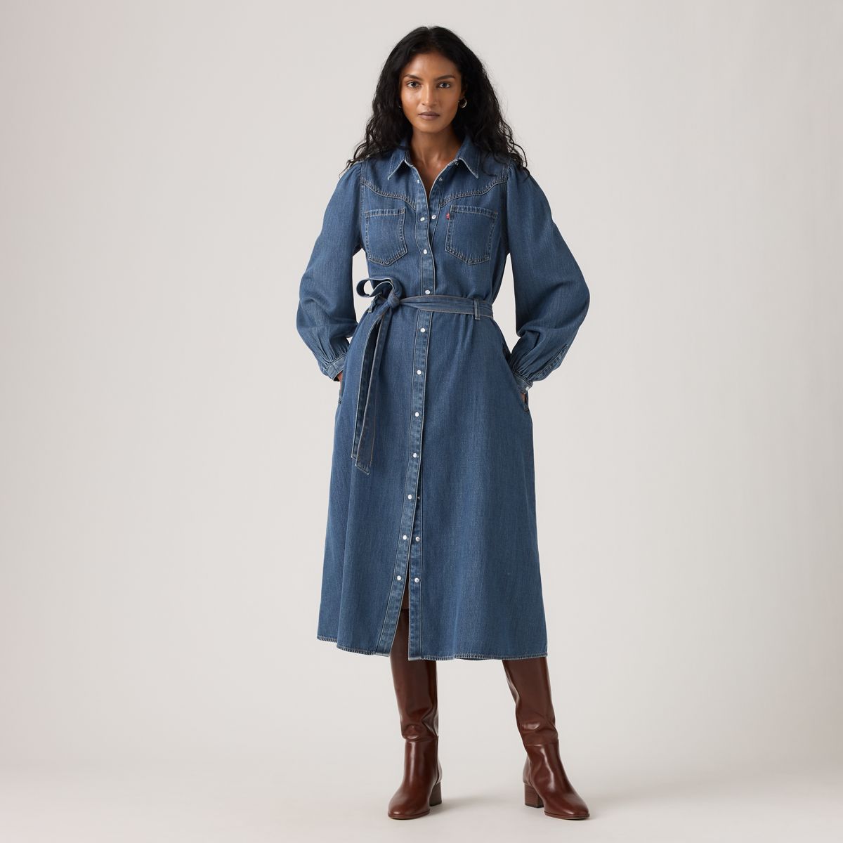 Journey Long-Sleeve Maxi Dress — Celestial Blue - Medium Wash