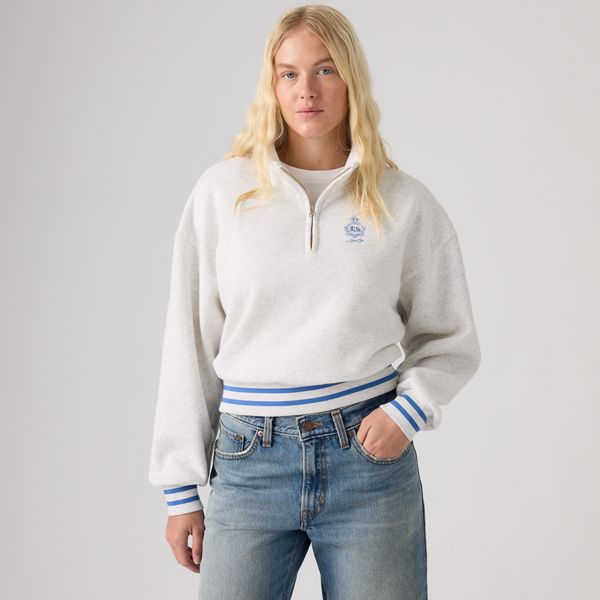 Graphic Everyday Quarter-Zip Sweatshirt — Double Chest Crest Orbit Heather Gray - Grey