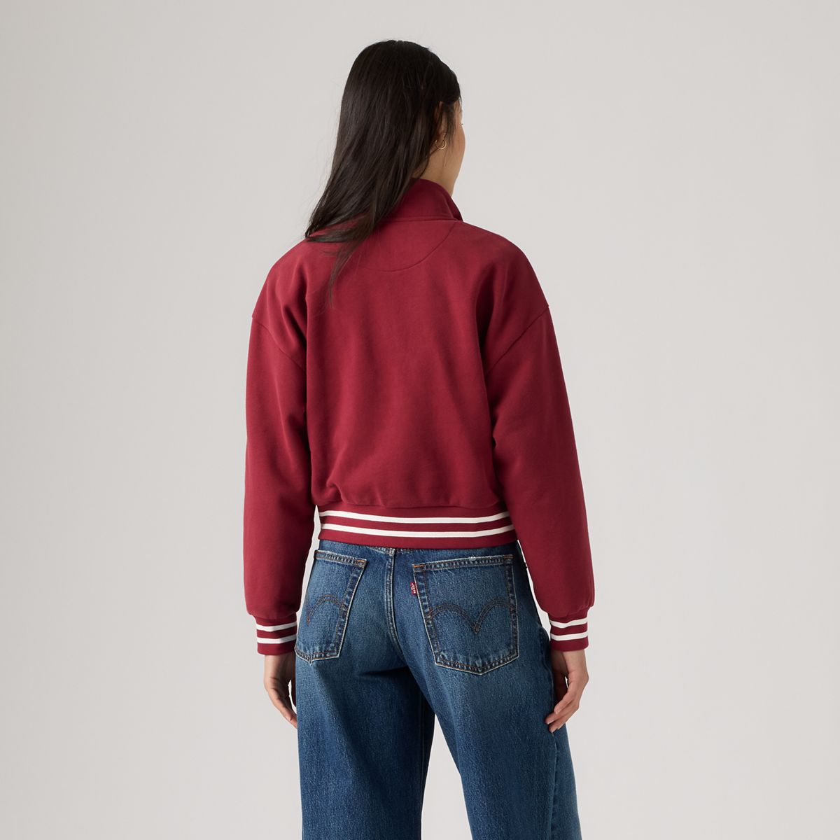 Graphic Everyday Quarter-Zip Sweatshirt — Double Chest Crest Warm Cabernet - Red