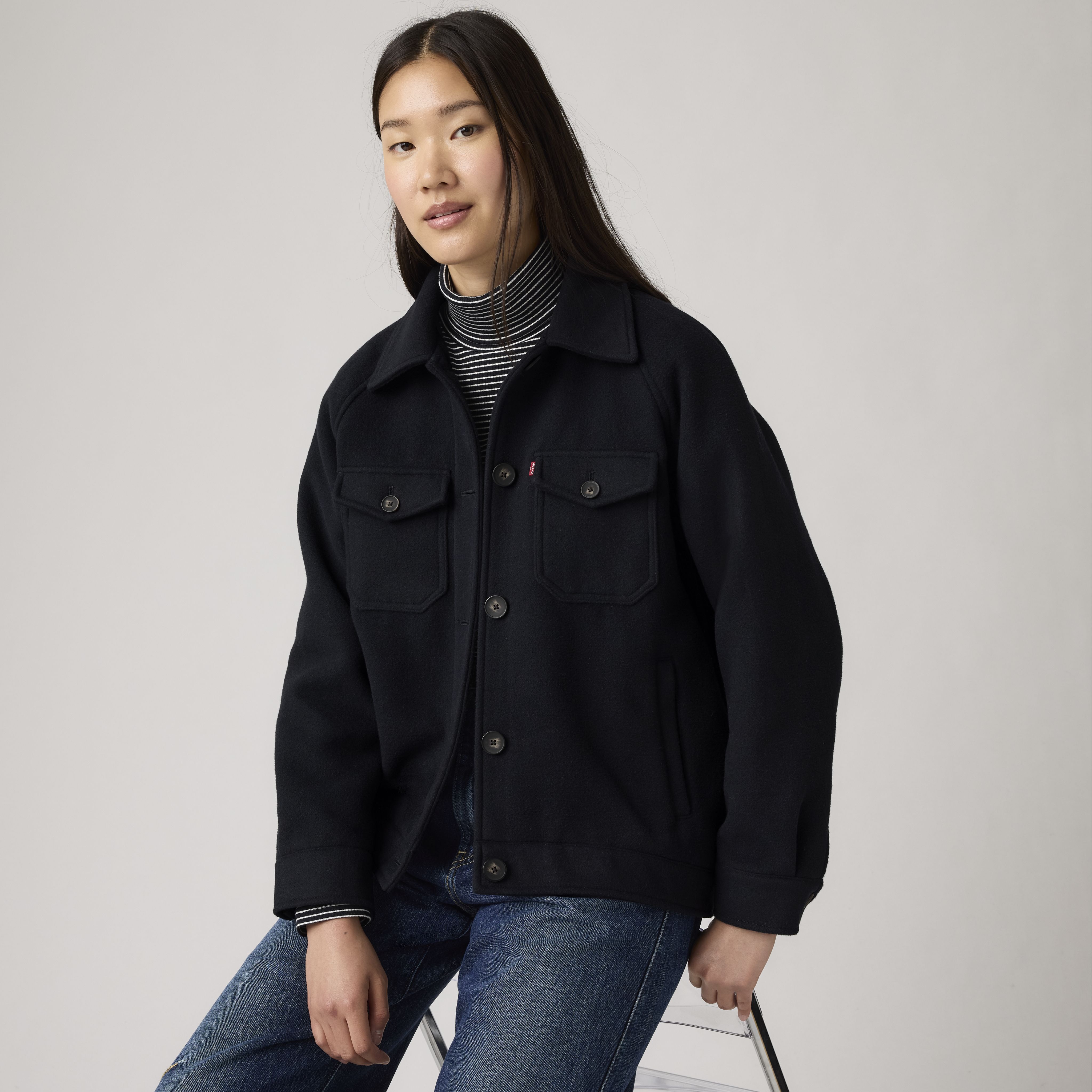 Raglan Sleeve Shirt Jacket 1