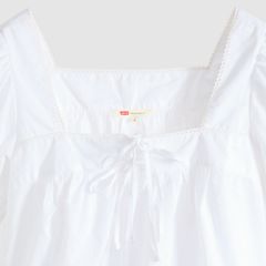 Darling Short Sleeve Cutwork Blouse — Bright White - White 6