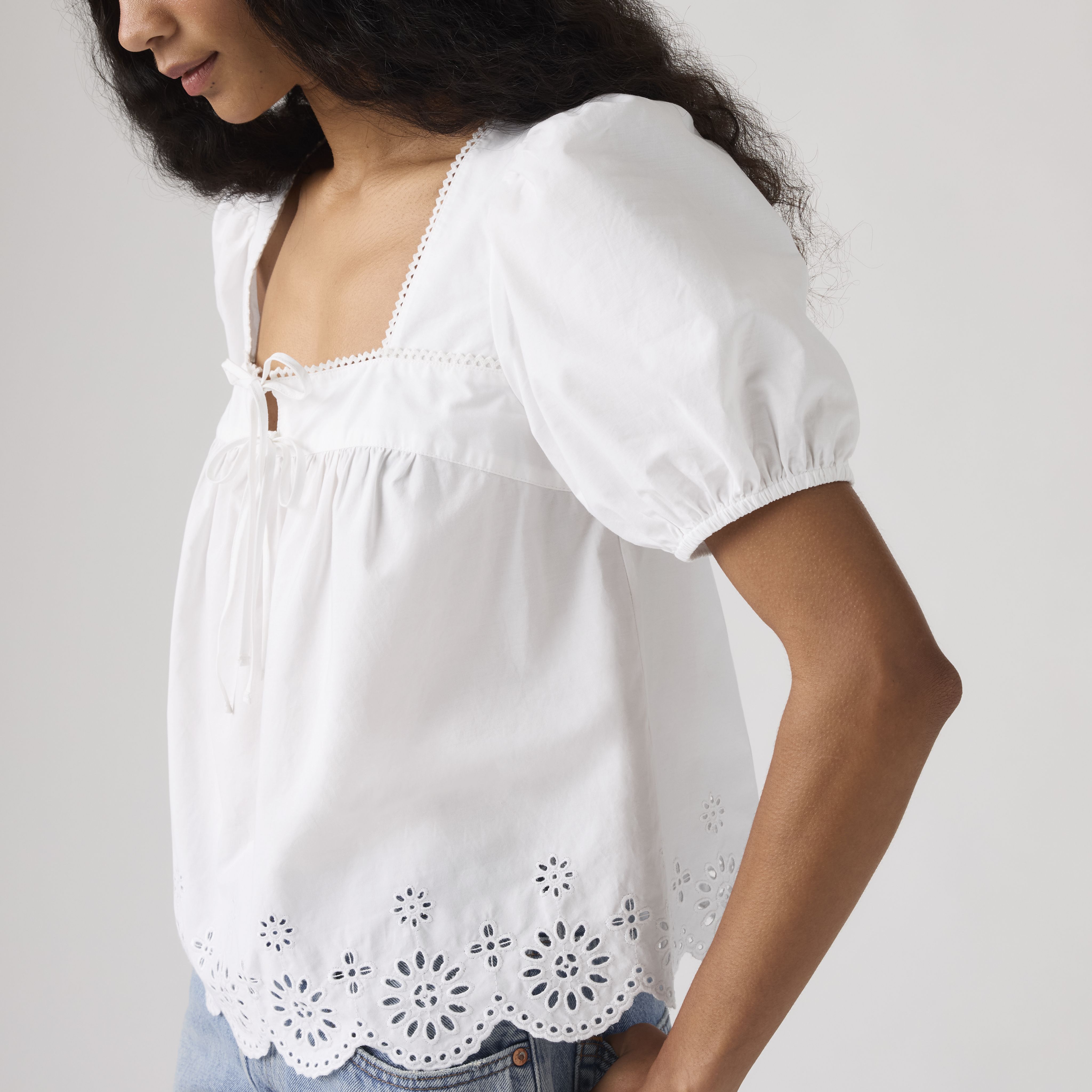 Darling Short Sleeve Cutwork Blouse 2
