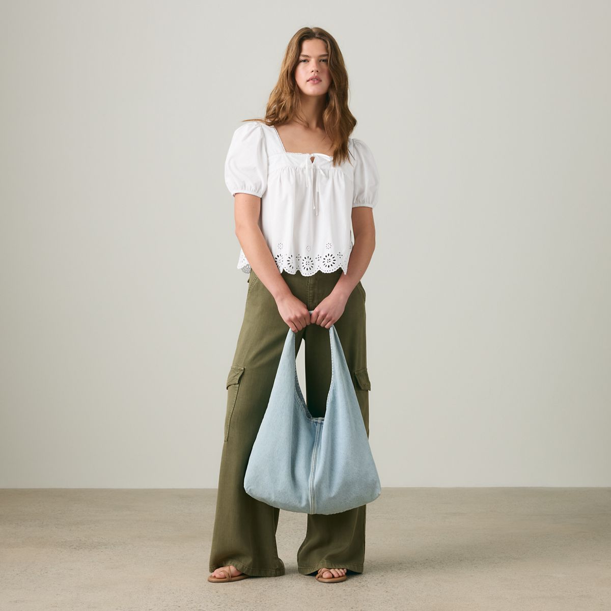 Darling Short Sleeve Cutwork Blouse — Bright White - White
