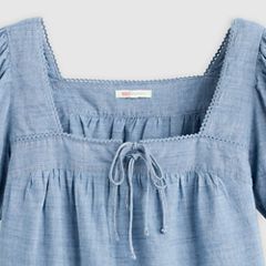 Darling Short-Sleeve Cutwork Blouse — Breezy Blues - Medium Wash 6