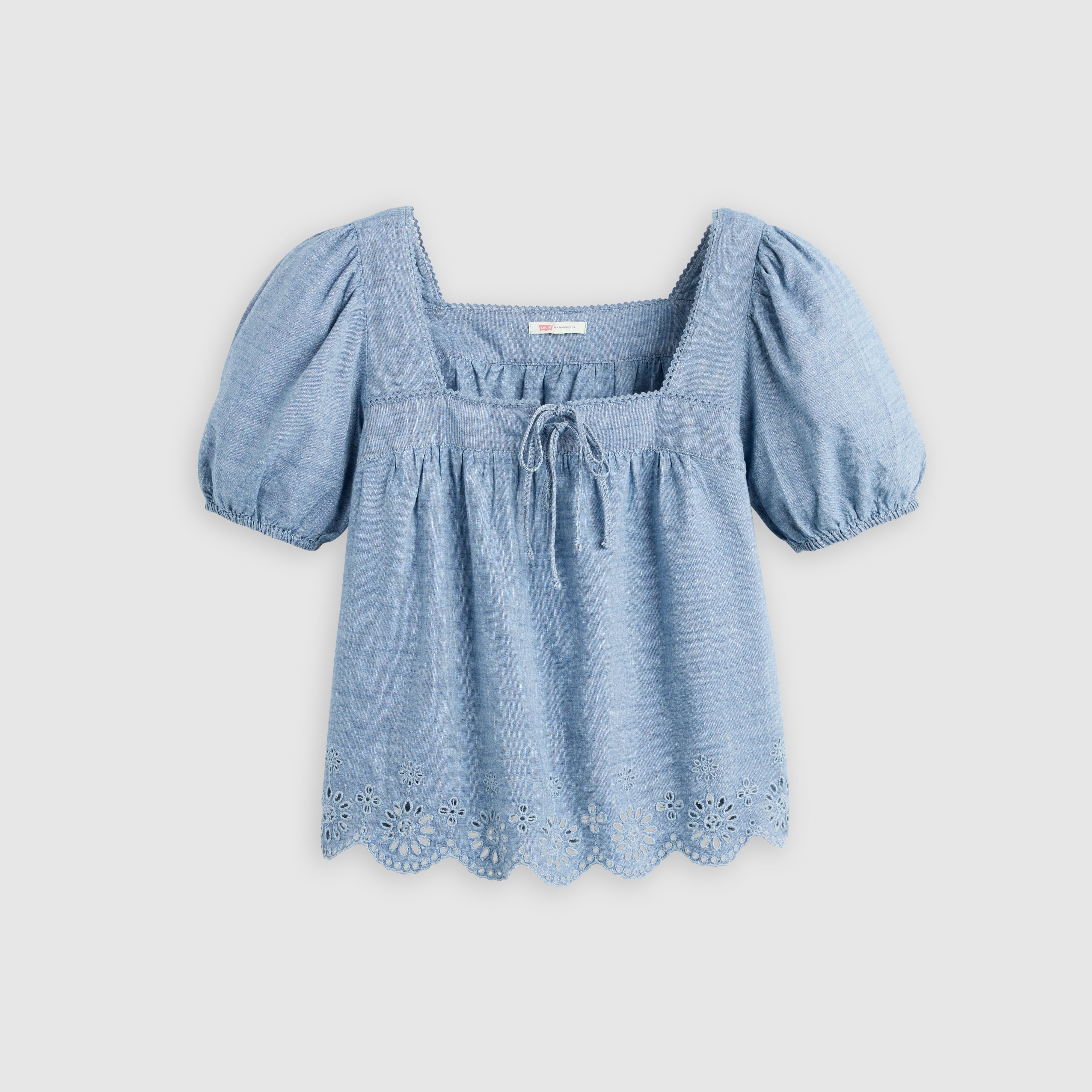 Darling Short-Sleeve Cutwork Blouse 1