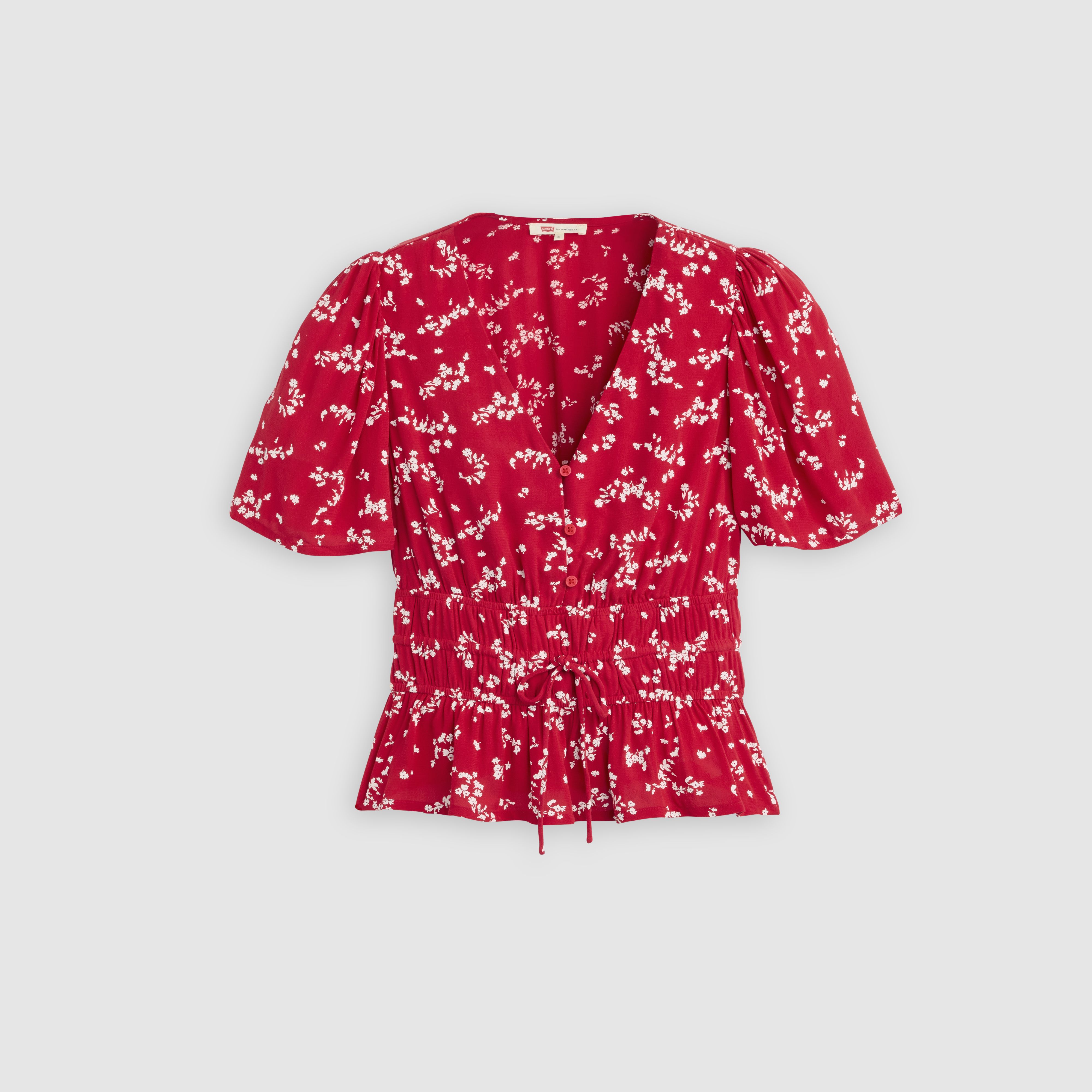 Rylan Short-Sleeve Crepe Blouse 1