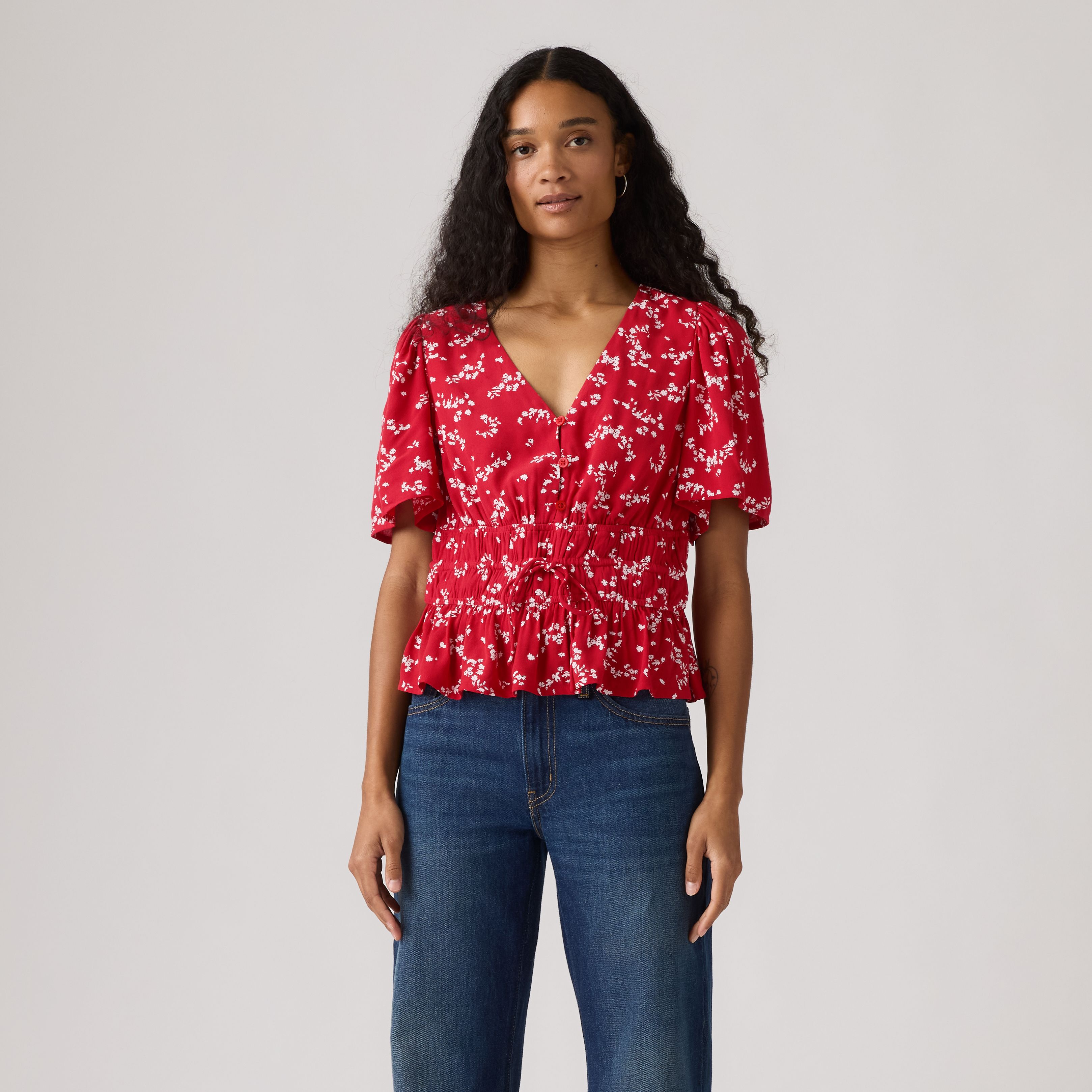 Rylan Short-Sleeve Crepe Blouse 5