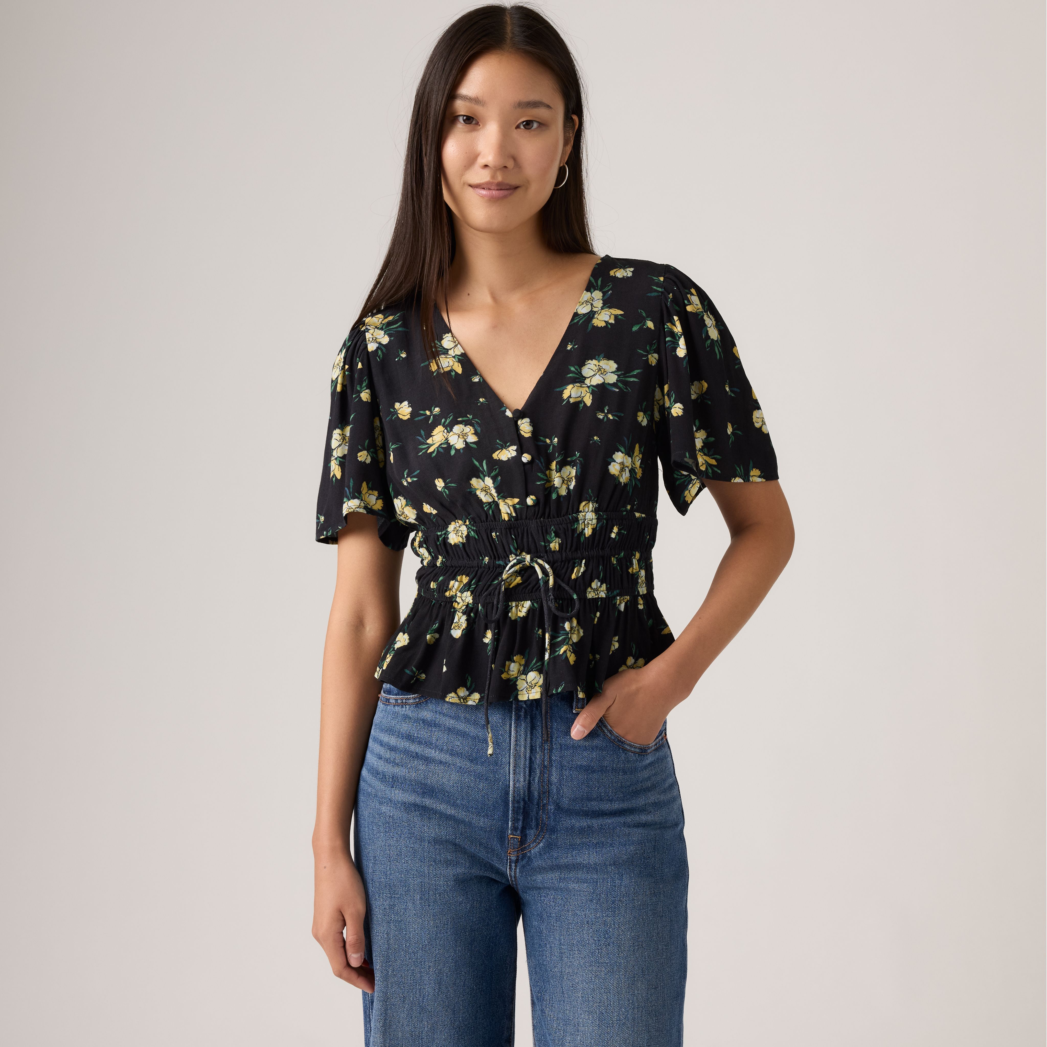 Ryan Short-Sleeve Crepe Blouse 1