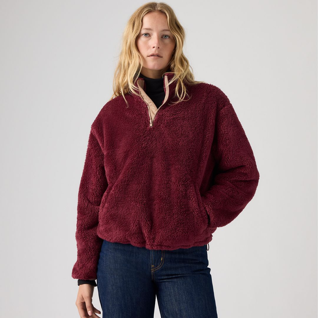 Levi's Gemma Sherpa Quarter-Zip Pullover - Women's L