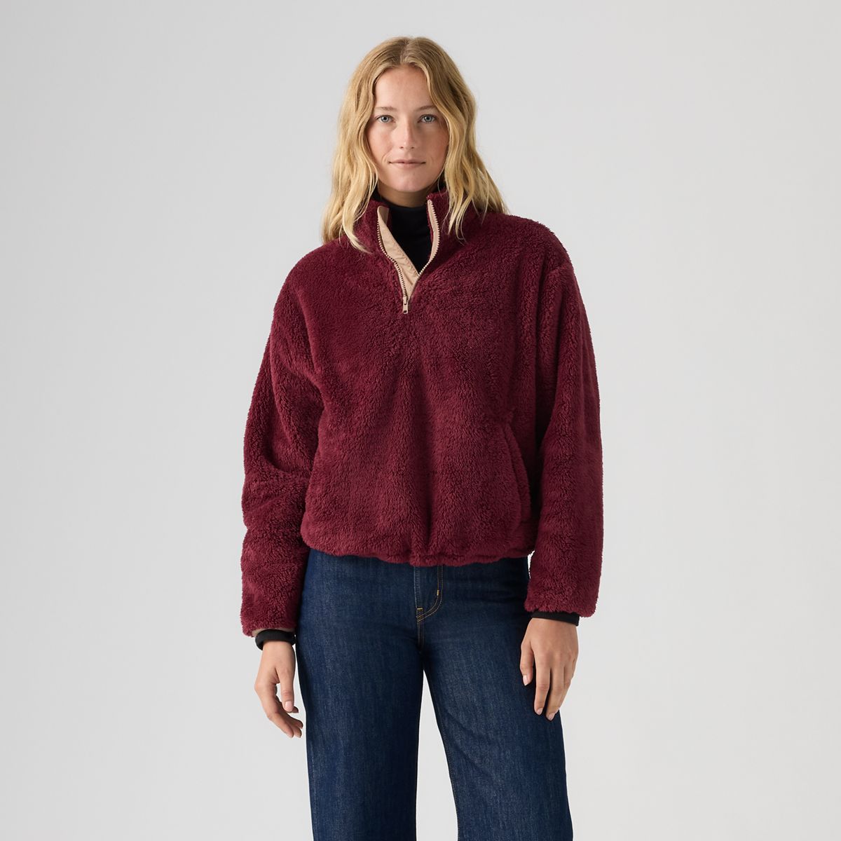 Gemma Sherpa Quarter-Zip Pullover — Tawny Port - Purple