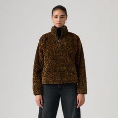 Gemma Sherpa Quarter-Zip Pullover — Anthracite Night Leopard - Brown 3