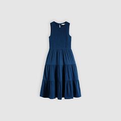 Cely Smocked Midi Dress — Chill Lagoon - Dark Wash 5