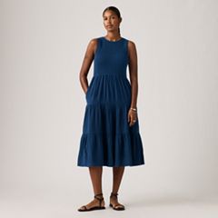 Cely Smocked Midi Dress — Chill Lagoon - Dark Wash 3