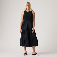 Cely Smocked Midi Dress — Anthracite Night - Black 4