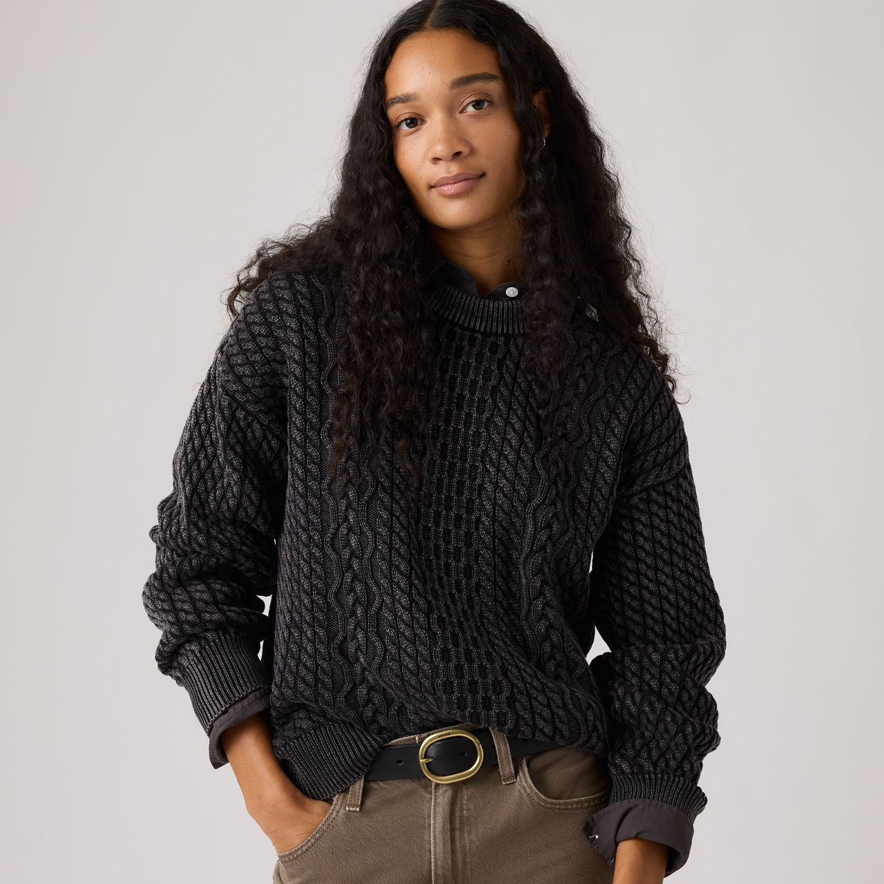 Leilah Cable Crewneck Sweater 1
