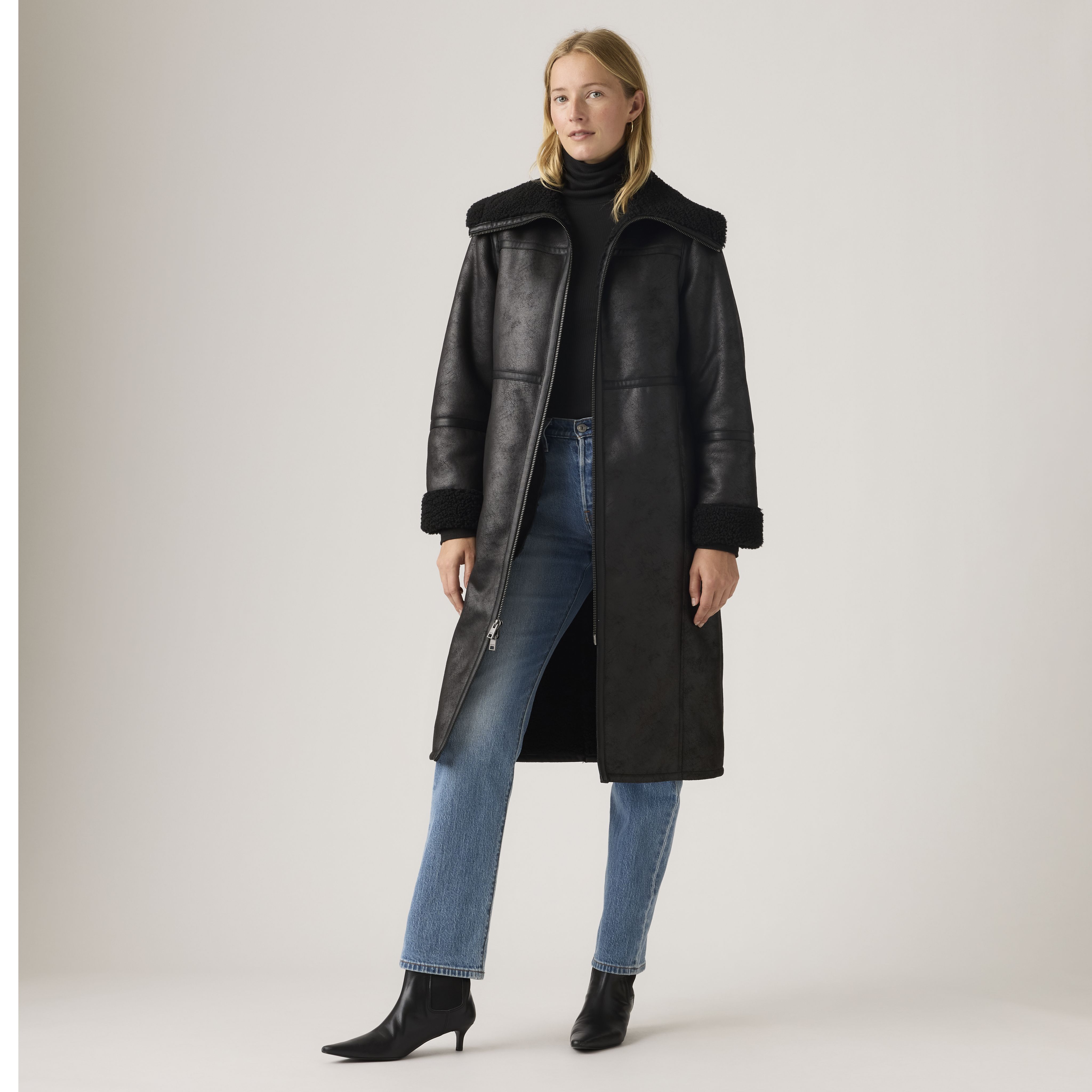 Faux Shearling Funnel Coat 2