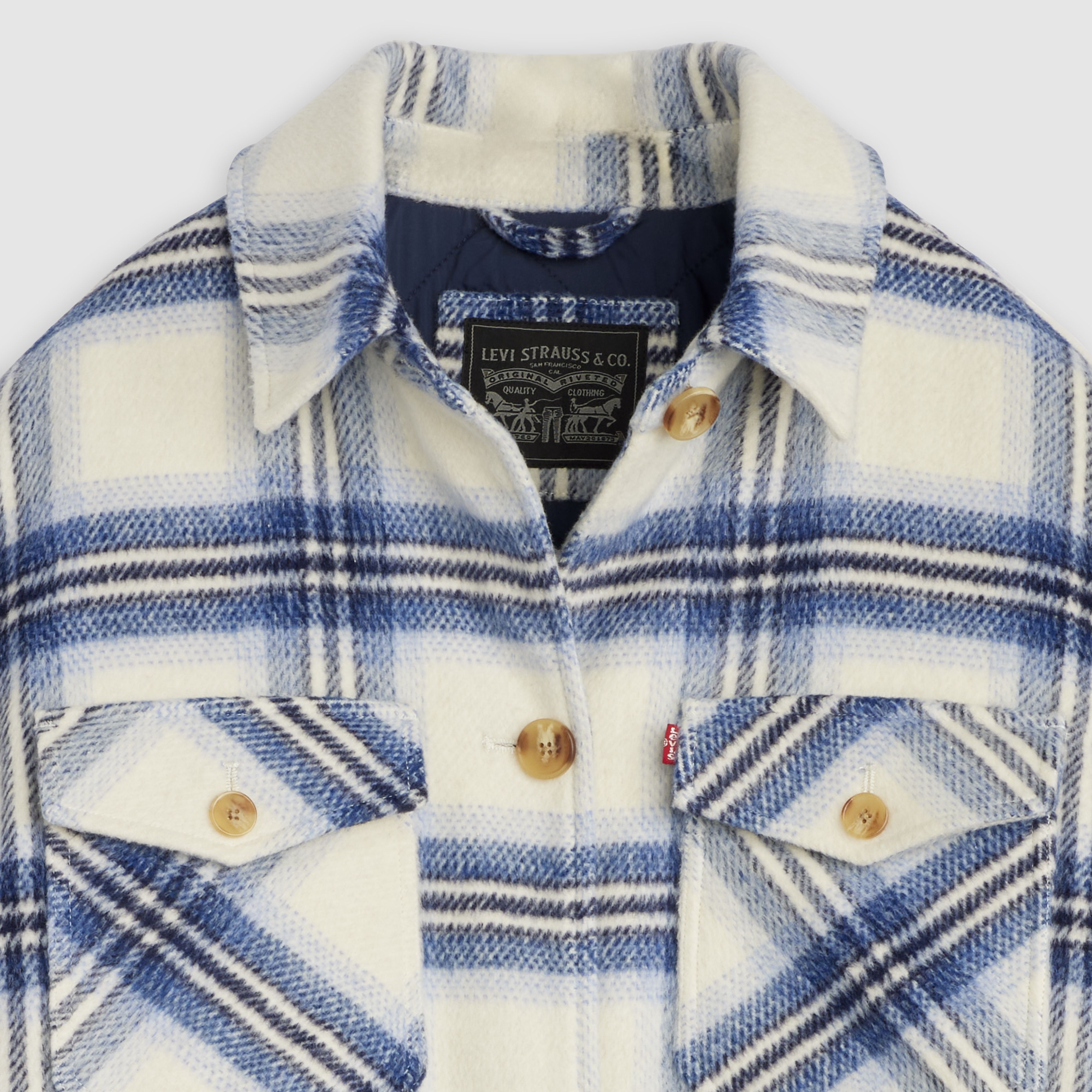 Long Plaid Shirt Jacket With Interior Quilted Lining 6