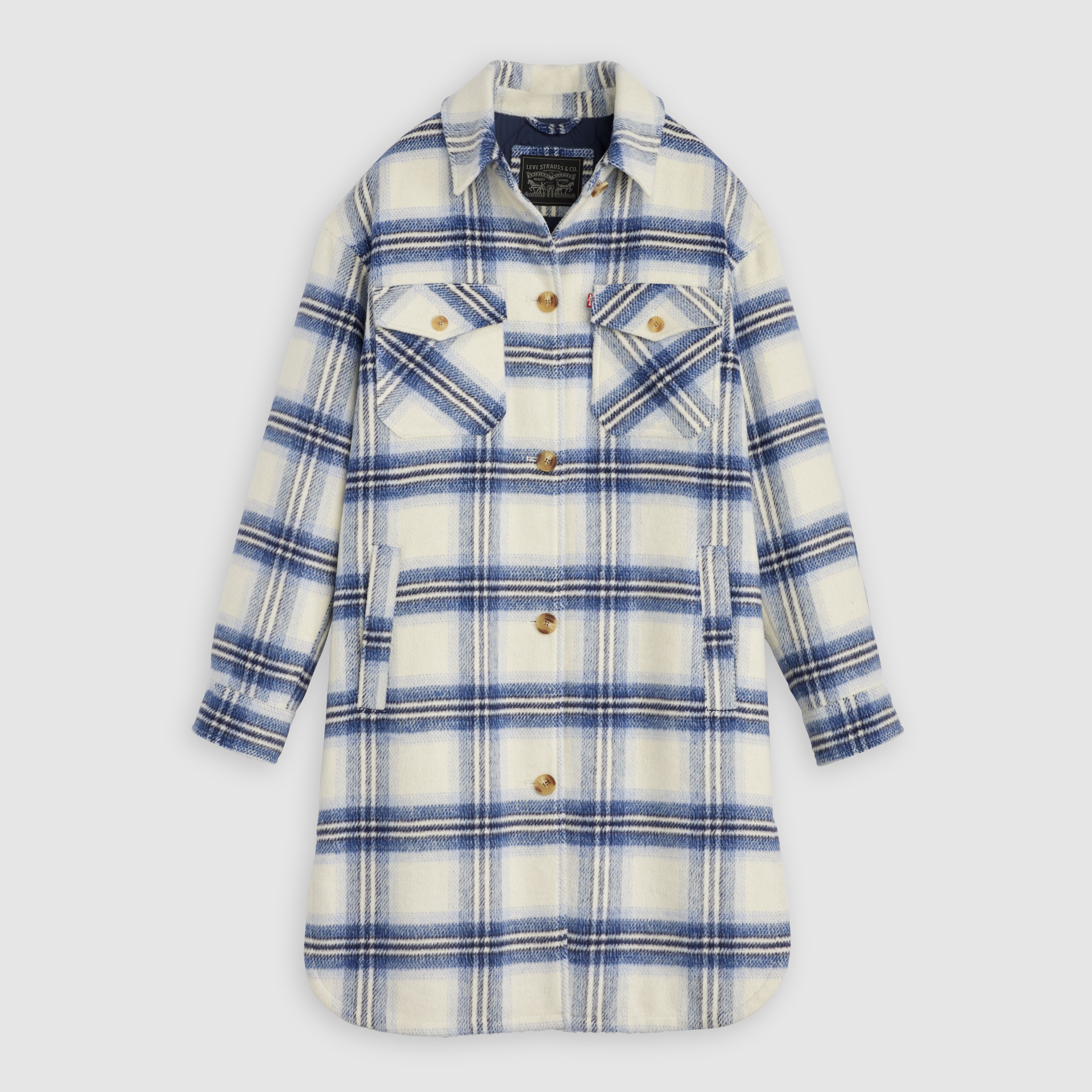 Long Plaid Shirt Jacket With Interior Quilted Lining 5