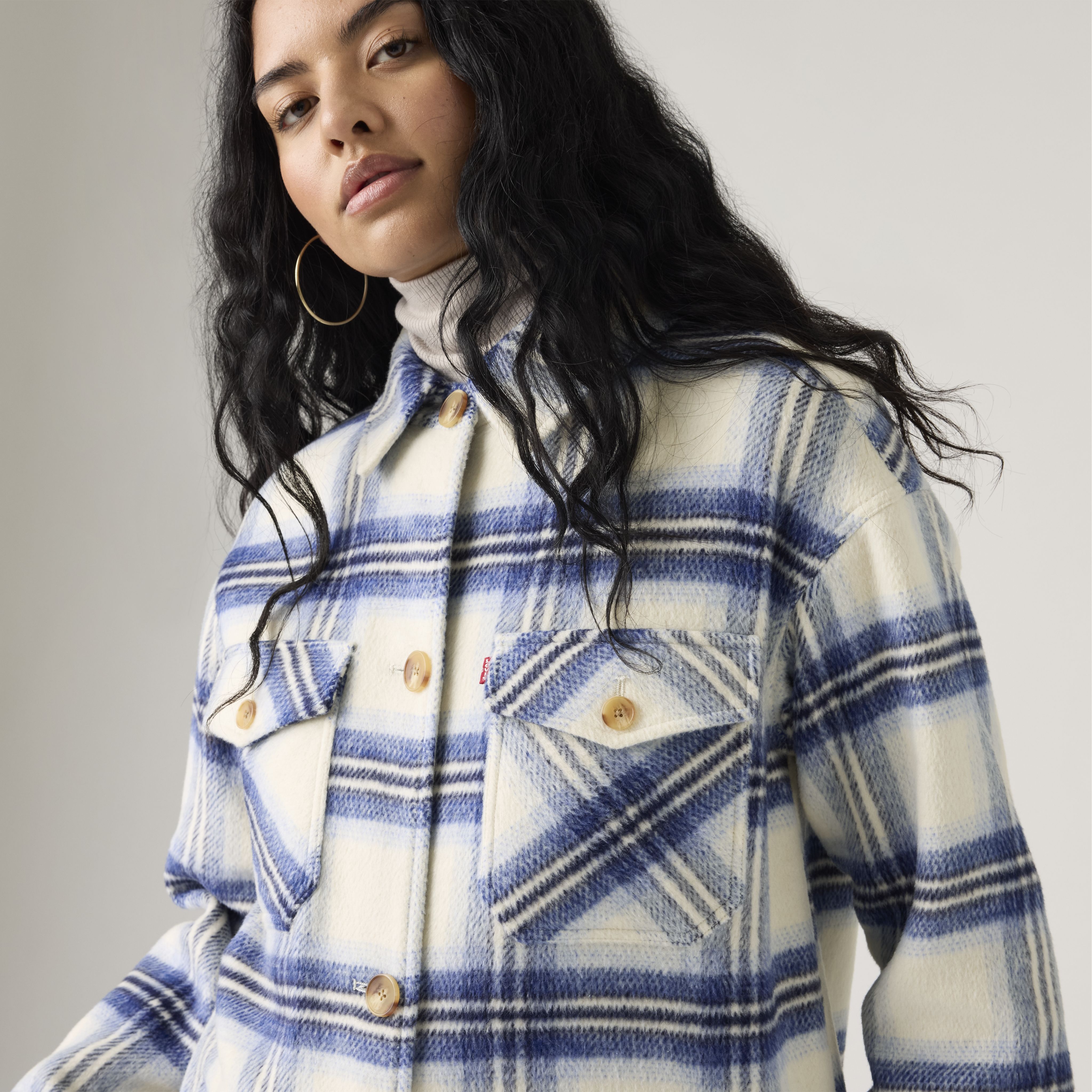 Long Plaid Shirt Jacket With Interior Quilted Lining 2