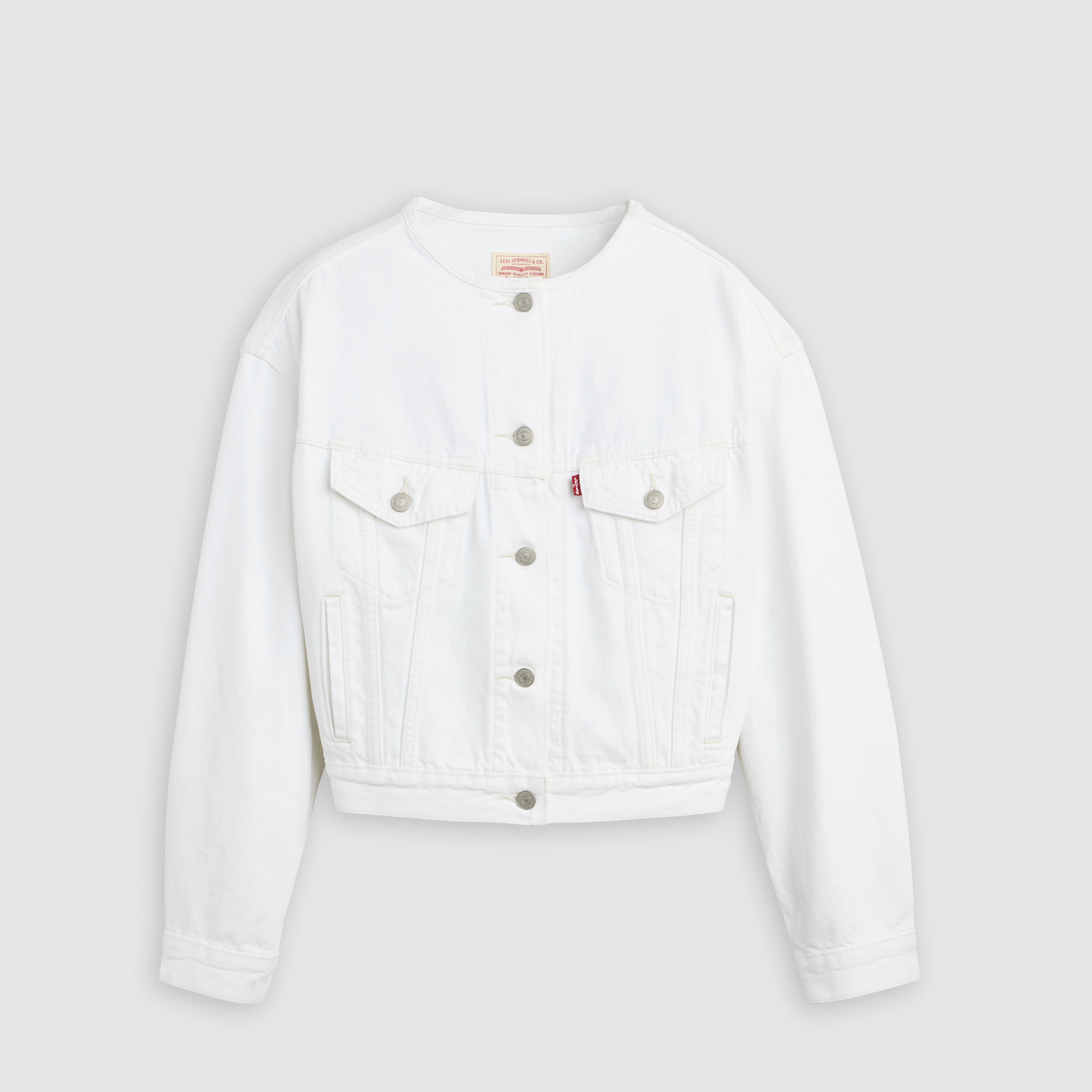 90s Shrunken Collarless Trucker Jacket 1