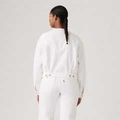 90s Shrunken Collarless Trucker Jacket — Tooth Fairy Trkr - White 5