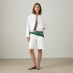 90s Shrunken Collarless Trucker Jacket — Tooth Fairy Trkr - White 1