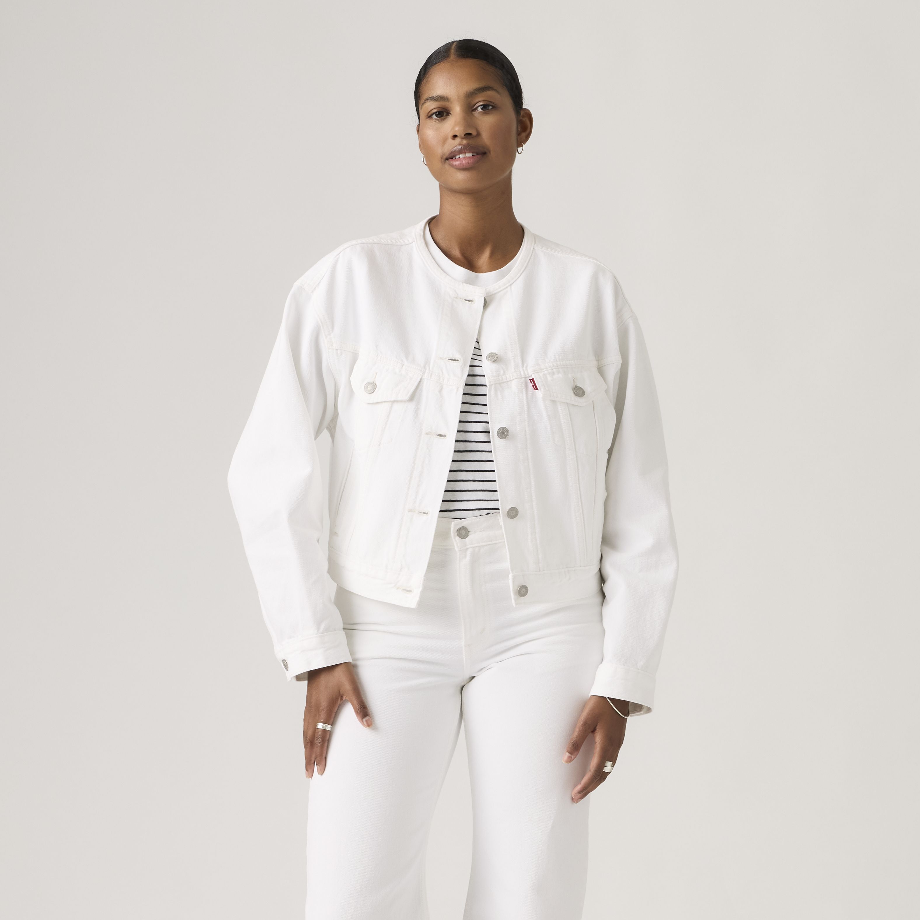 Collarless Shrunken '90s Trucker Jacket 3