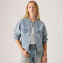 90s Shrunken Collarless Trucker Jacket — Rural View - Medium Wash 1
