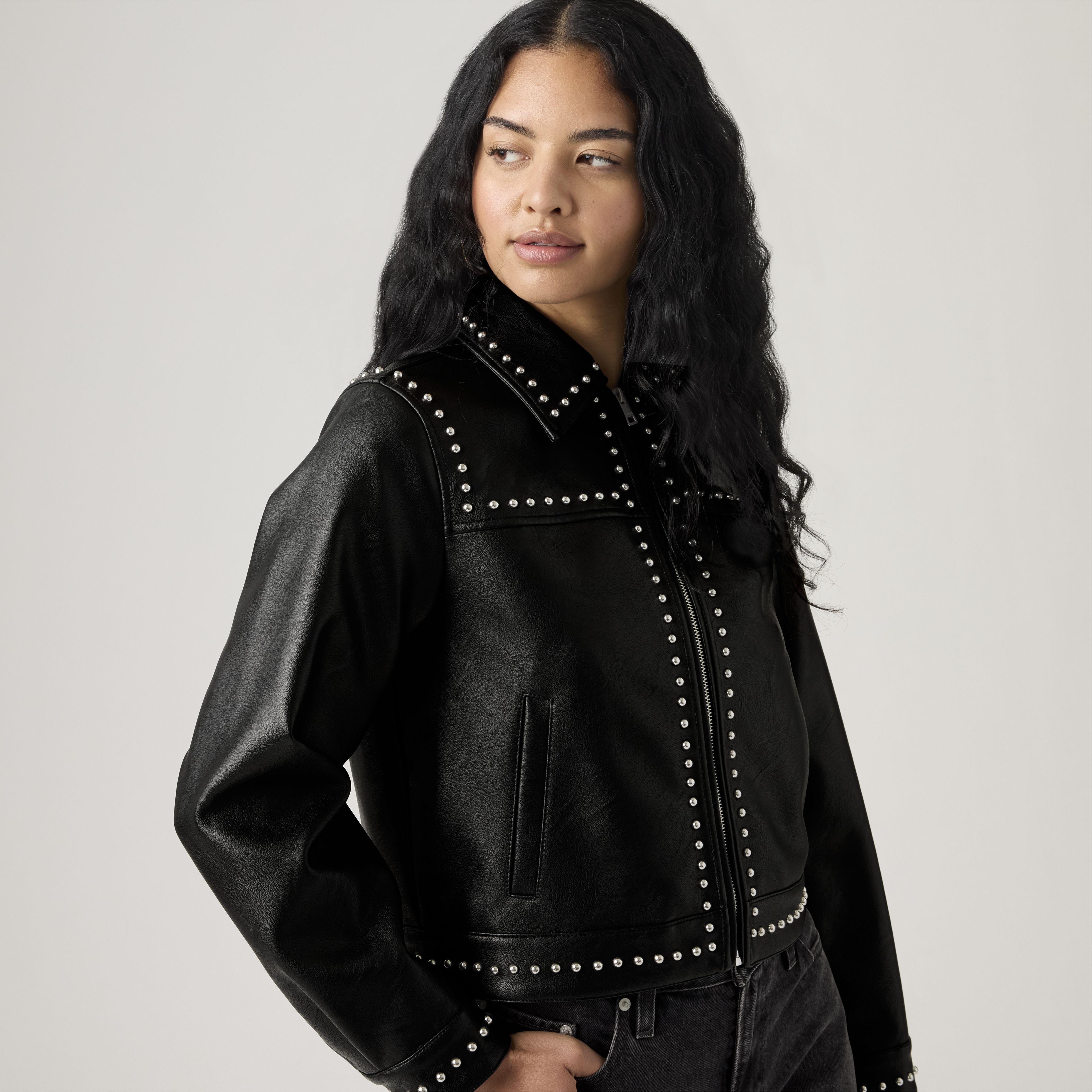 Faux Leather Studded Jacket 1