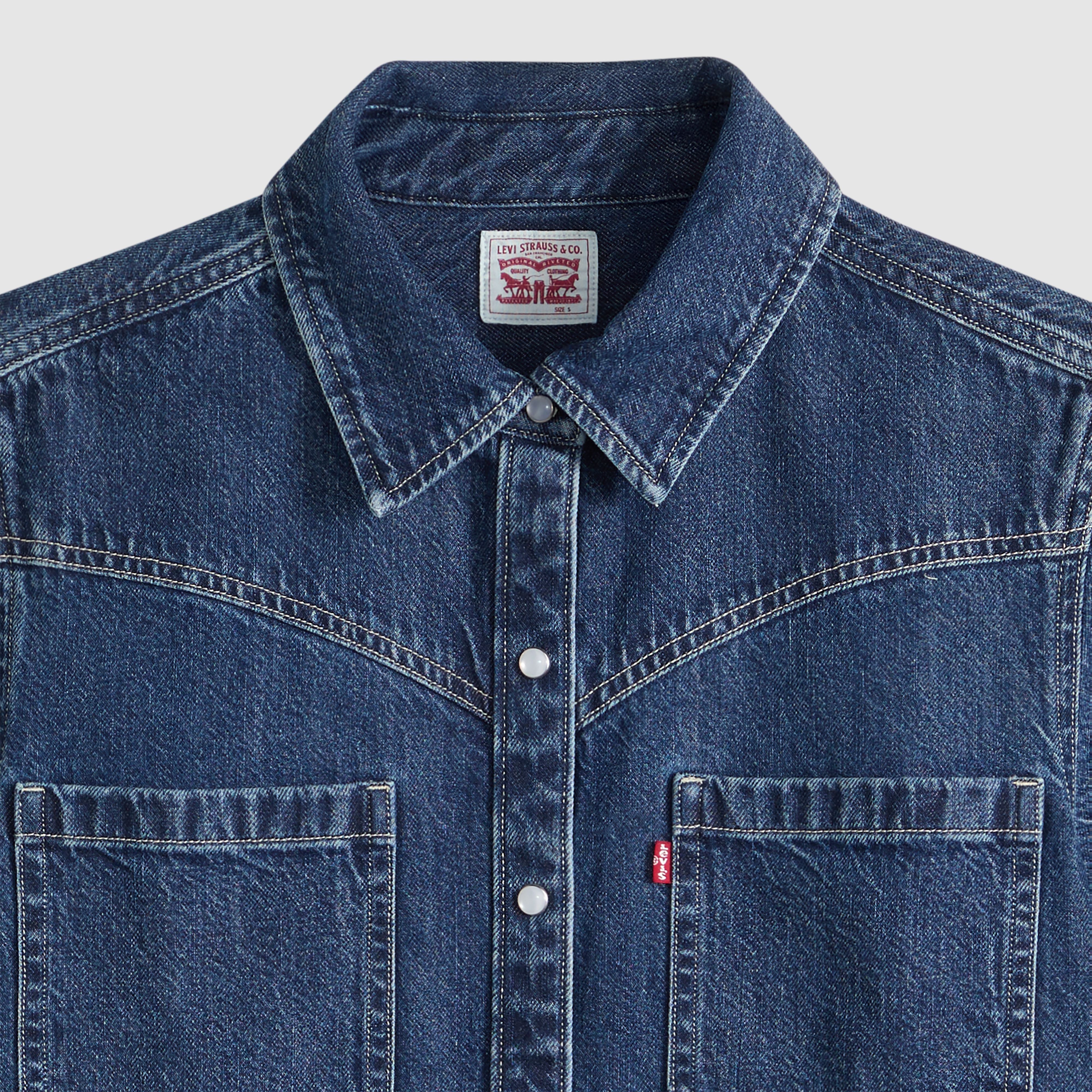 Louisa Short-Sleeve Denim Dress