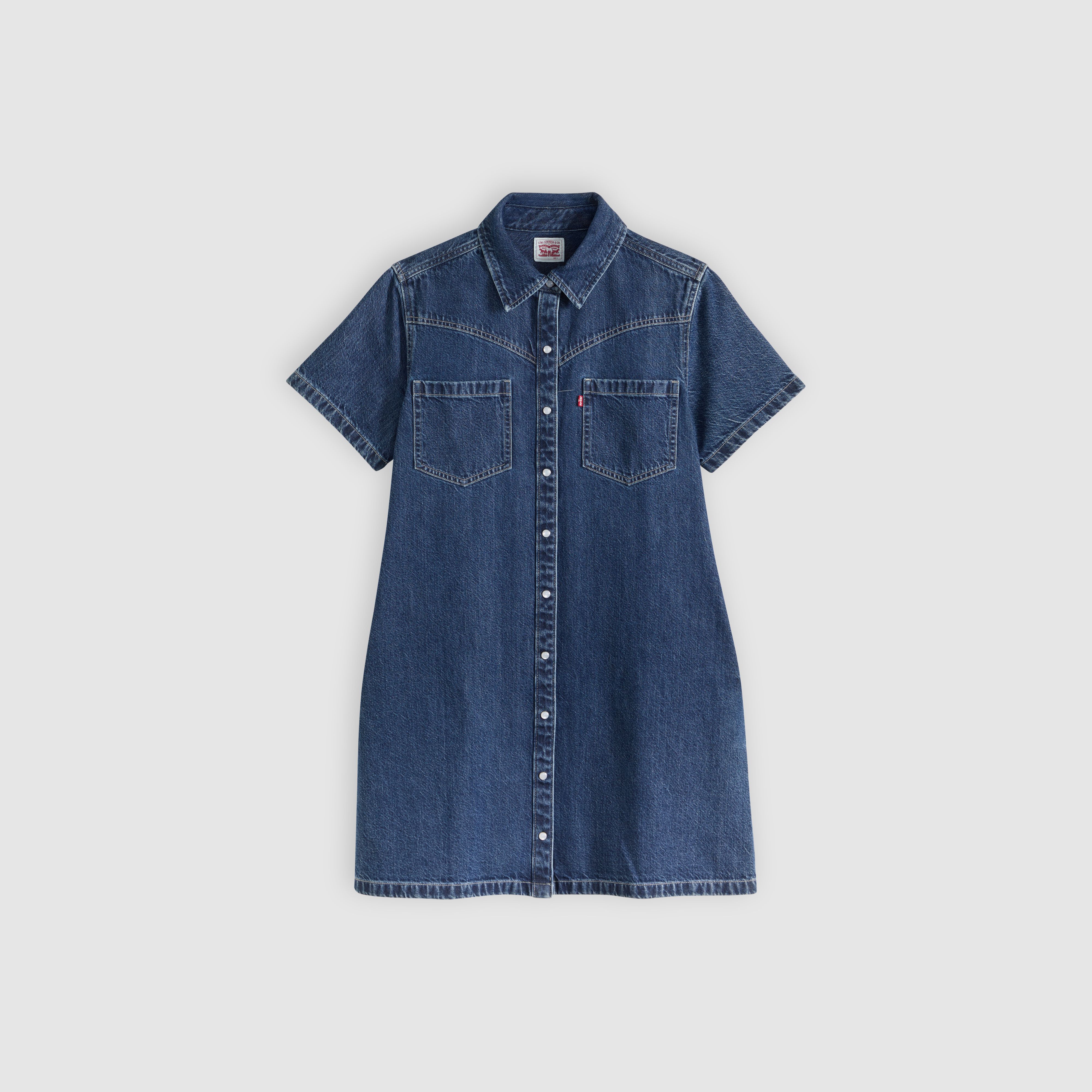 Louisa Short-Sleeve Denim Midi Dress 5