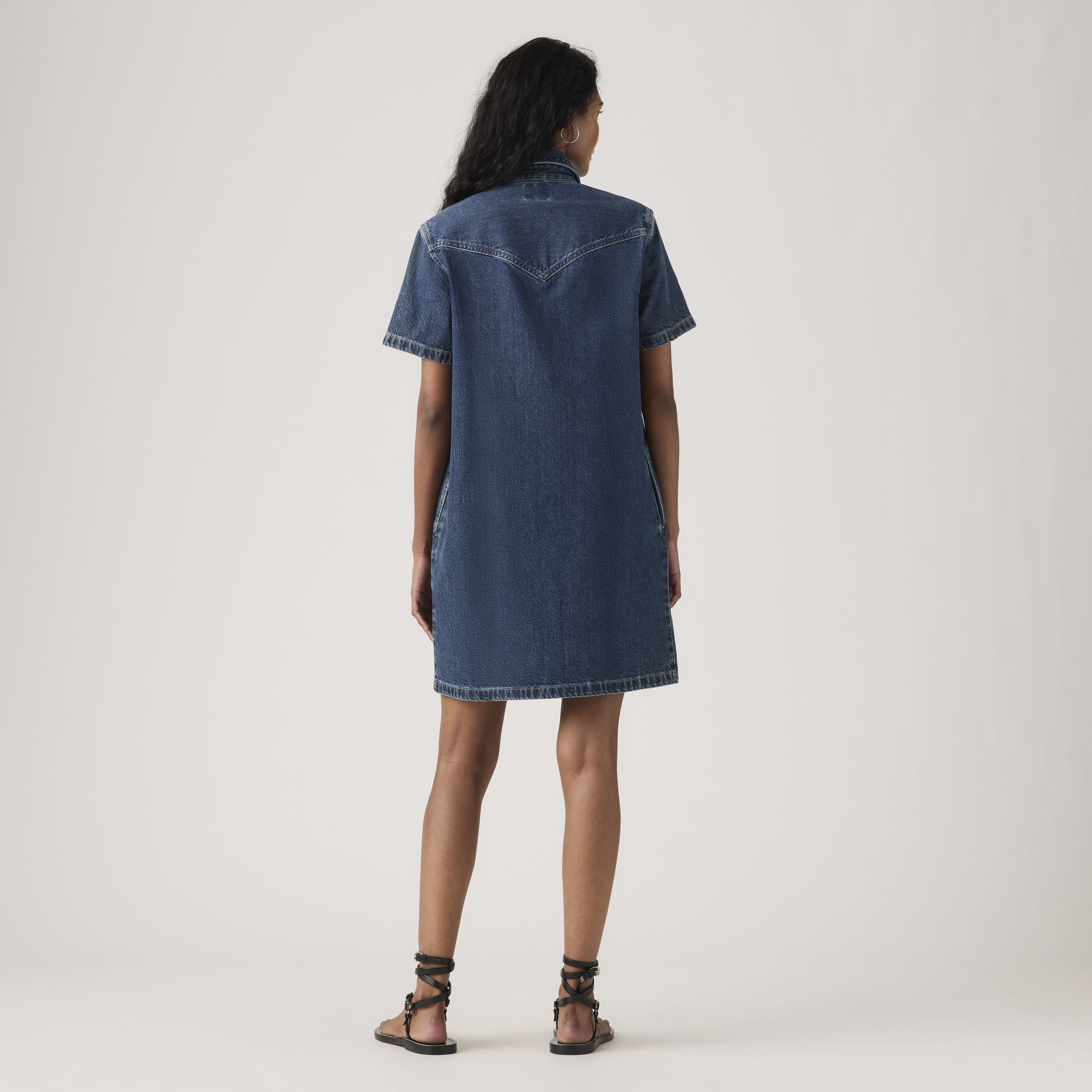 Louisa Short-Sleeve Denim Midi Dress 4