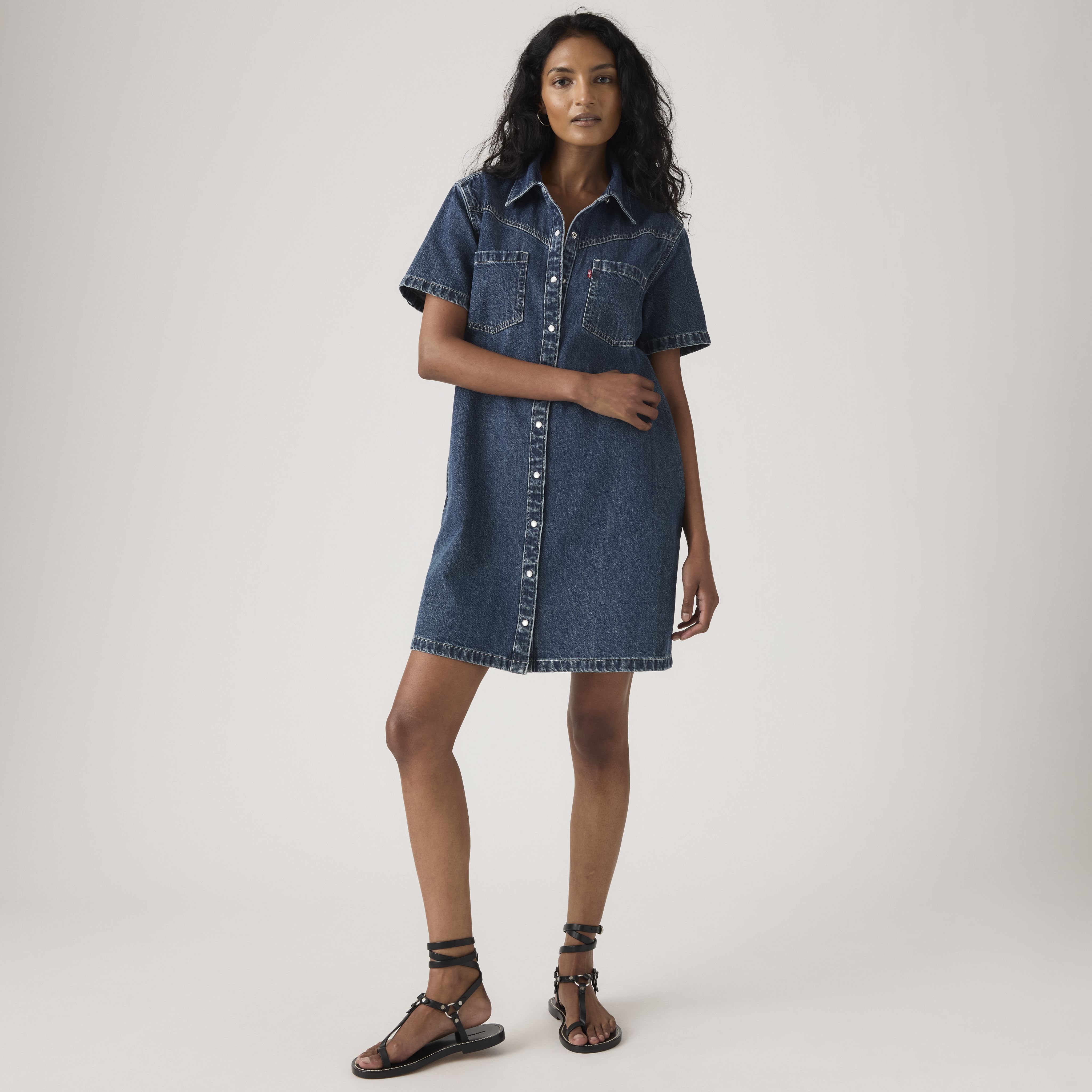 Louisa Short-Sleeve Denim Dress 6