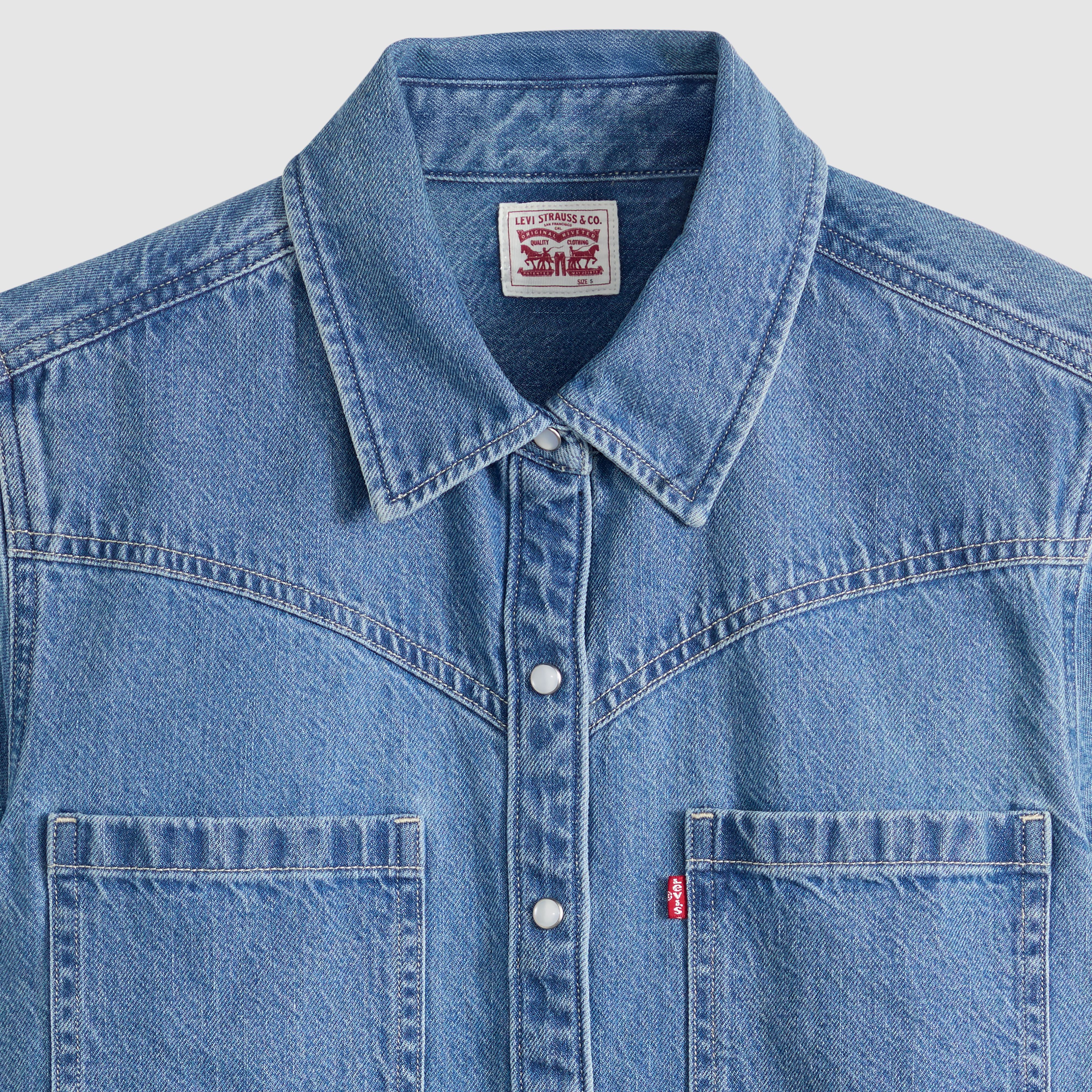 Louisa Short-Sleeve Denim Dress 6