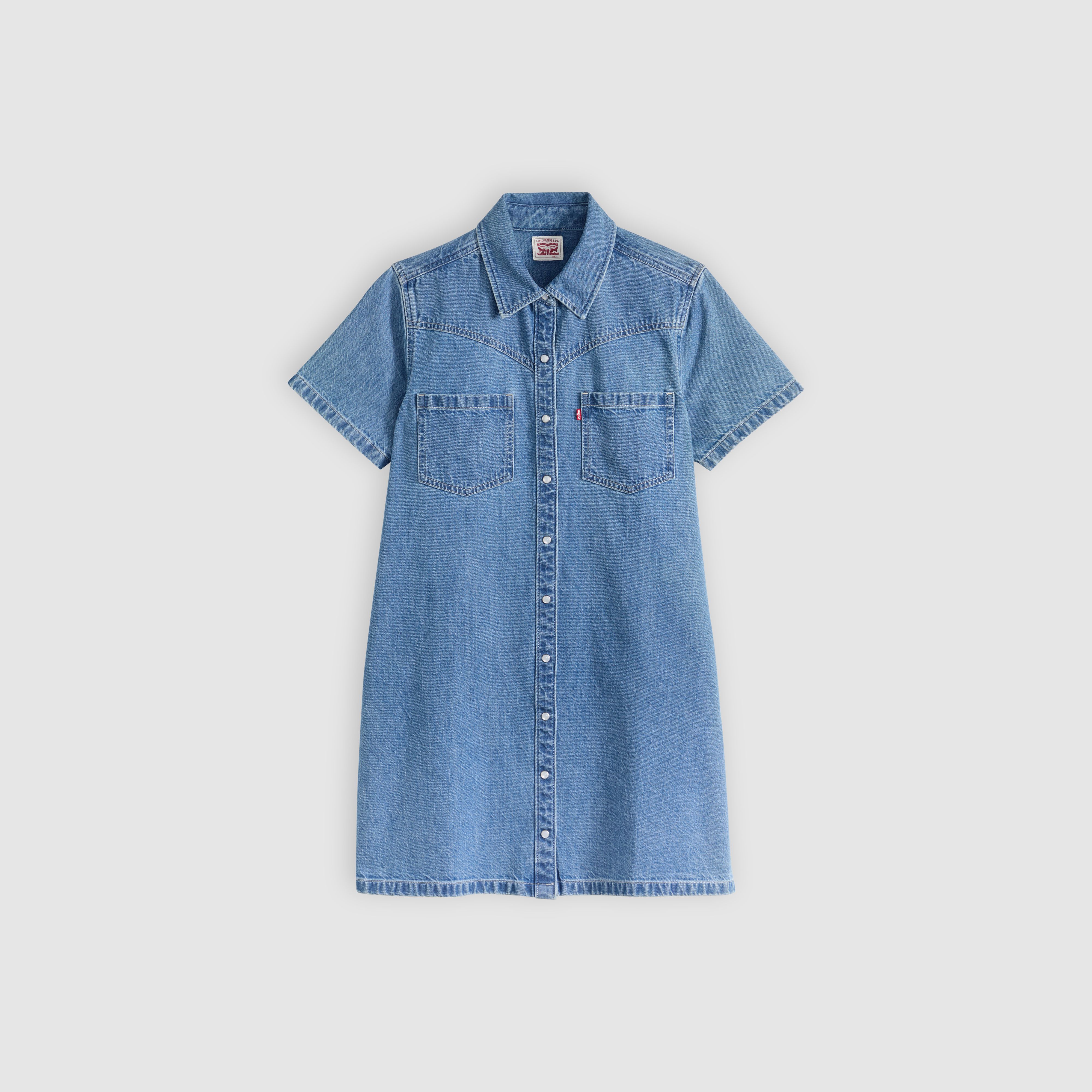 Louisa Short-Sleeve Denim Dress 5