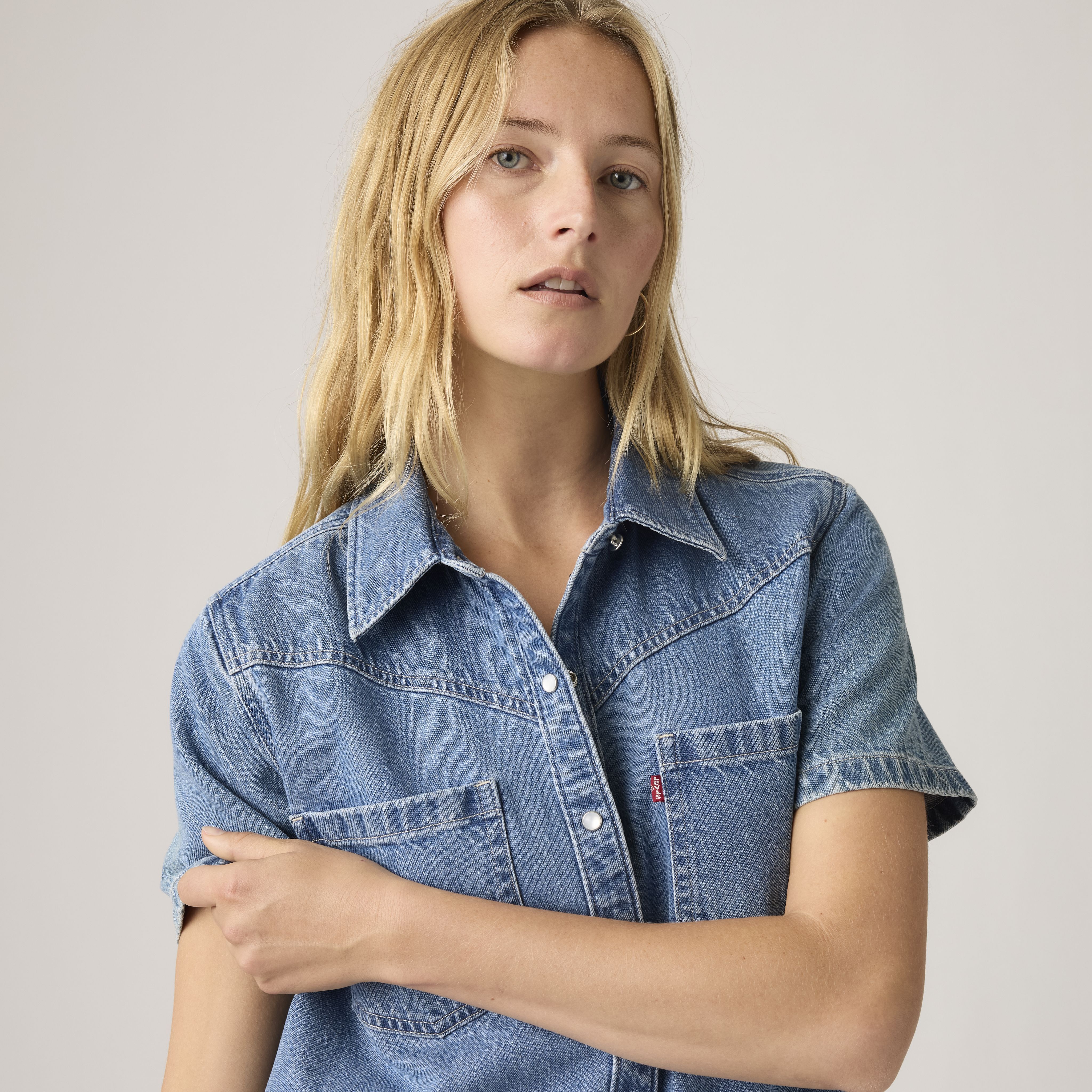 Louisa Short-Sleeve Denim Dress 2