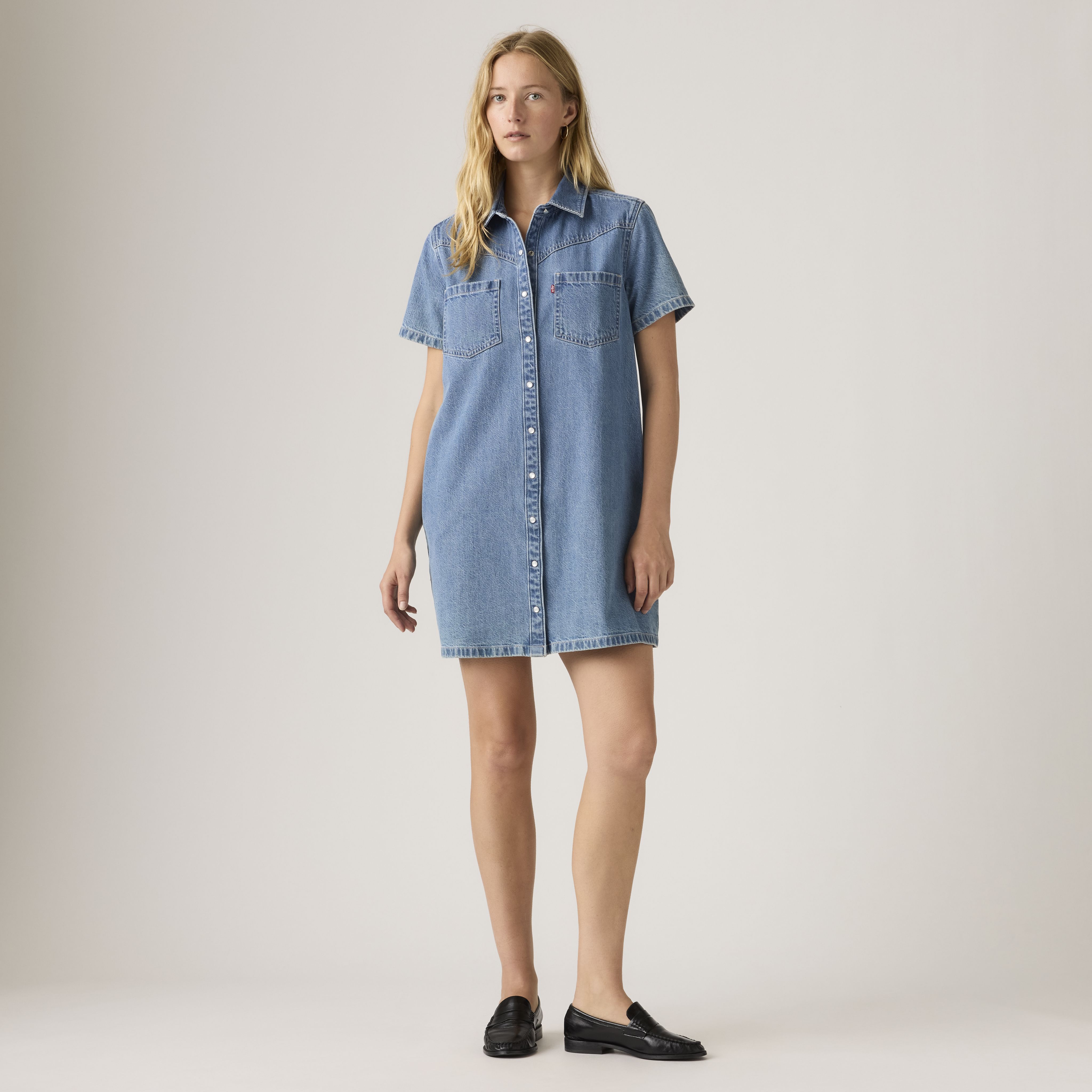 Louisa Short-Sleeve Denim Dress 3