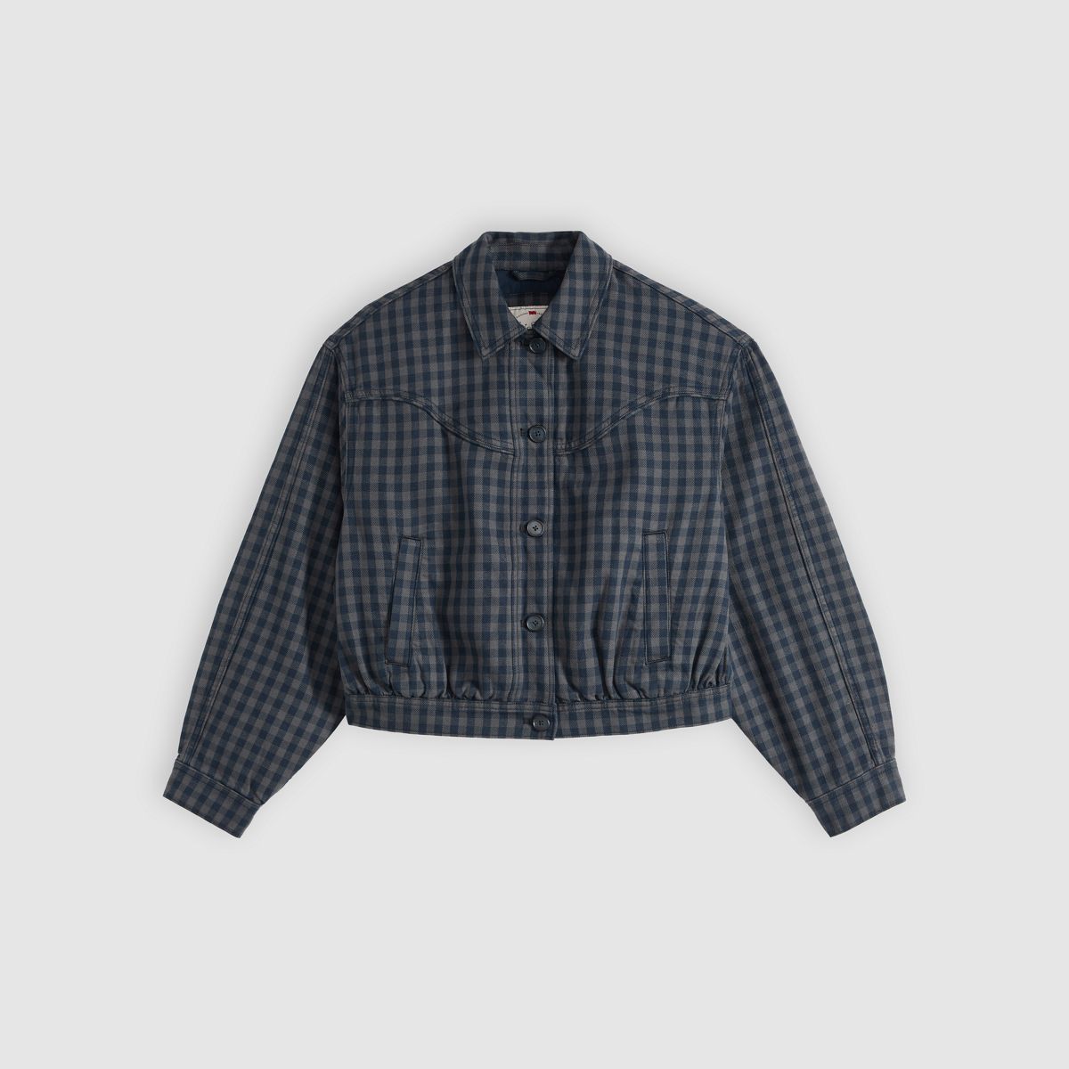 Dani Western Harrington Jacket — Phoebe Check Magnet - Blue