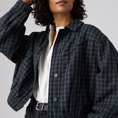 Dani Western Harrington Jacket — Phoebe Check Magnet - Blue 2