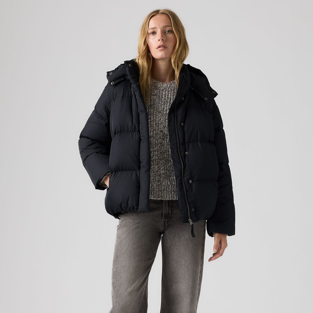 Tate Bubble Puffer Jacket — Anthracite Night - Black